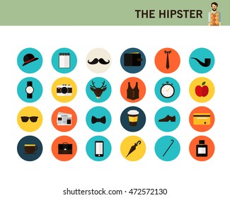 the hipster concept flat icons.
