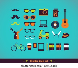 Hipster concept icon set