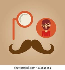 hipster concept mustache and monocle man vector illustration eps 10