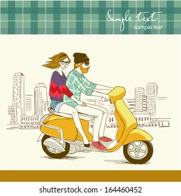 hipster couple bikes