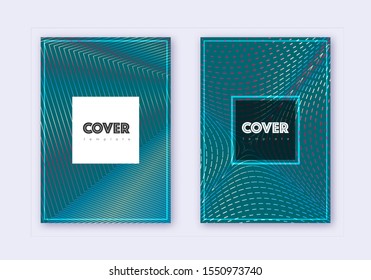 Hipster cover design template set. Red white blue abstract lines on dark background. Curious cover design. Decent catalog, poster, book template etc.