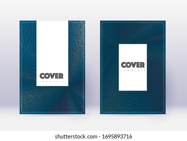 Conjunto de plantillas de diseño de portada de hipster. Líneas abstractas rojas sobre fondo azul blanco. Diseño elegante de portada. Catálogo óptimo, póster, plantilla de libro, etc.