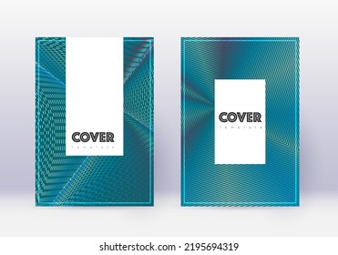 Conjunto de plantillas de diseño de portada Hipster. Líneas abstractas rojas sobre fondo azul blanco. Diseño elegante de la cubierta. Catálogo, afiche, plantilla de libro, etc.