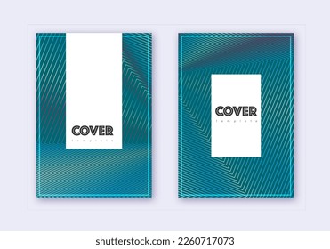 Hipster cover design template set. Red white blue abstract lines on dark background. Classy cover design. Splendid catalog, poster, book template etc.