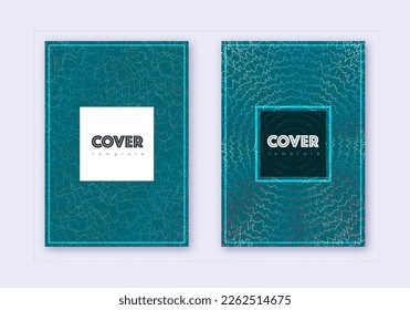 Hipster cover design template set. Red white blue abstract lines on dark background. Curious cover design. Dazzling catalog, poster, book template etc.