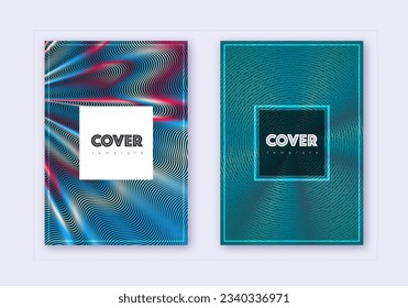 Hipster cover design template set. Red white blue abstract lines on dark background. Curious cover design. Divine catalog, poster, book template etc.