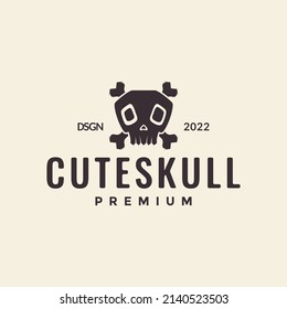hipster crossbones with skull logo design, vector graphic symbol icon illustration creative idea