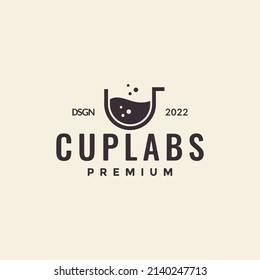 hipster cup laboratory logo design, vector graphic symbol icon illustration creative idea