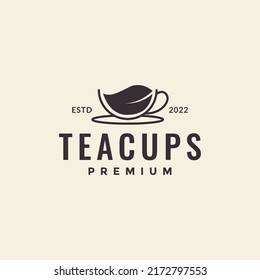 hipster cup with leaf tea logo diseño vector símbolo gráfico icono idea creativa