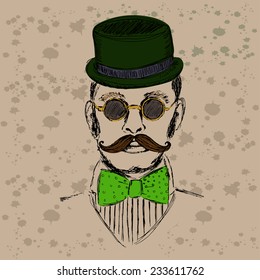 Hipster in cylinder hat