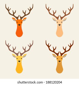 Hipster deer colorful retro design set