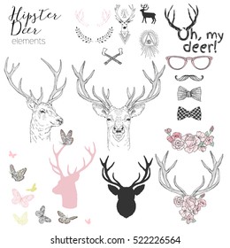 hipster deer elements set for designers