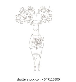 hipster deer in love. vector illustration