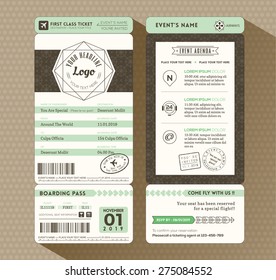 Hipster Design Boarding Pass Ticket Event Invitation Card Vector Template