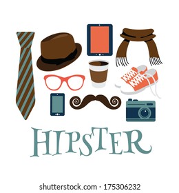 Hipster design elements isolated on white. EPS 10 vector, grouped for easy editing. No open shapes or paths.