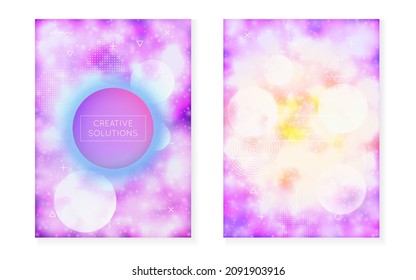 Hipster Design. Light Fluorescent Composition. Abstract Texture. Motion Flyer. Dynamic Dots. Round Layout. Holographic Pattern. Violet Magic Fluid. Blue Hipster Design
