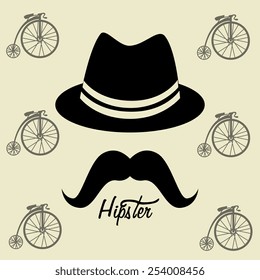 Hipster design over beige background, vector illustration.