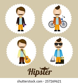 Hipster design over beige background, vector illustration.