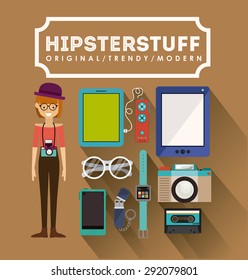 Hipster design over beige background, vector illustration
