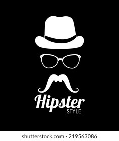 Diseño de hipster sobre fondo negro, ilustración vectorial