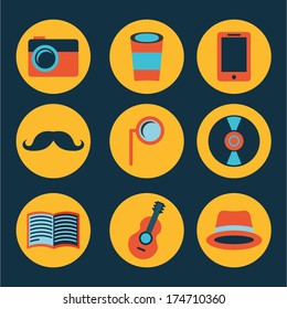 hipster design over  blue background vector  illustration  