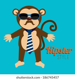 Hipster design over blue background, vector  illustration