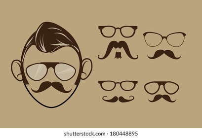 hipster design over brown background vector  illustration  