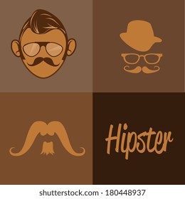 hipster design over brown background vector  illustration  