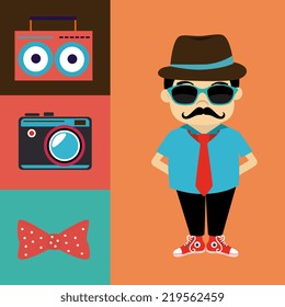 Hipster design over colorful background, vector illustration