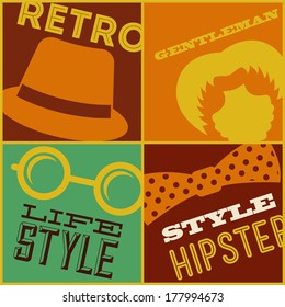 hipster design over colors background vector  illustration  