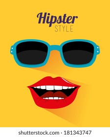 hipster design over dotted yellow background vector  illustration  