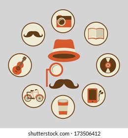 hipster design over gray    background vector  illustration  