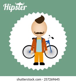 Hipster design over green background, vector illustration.