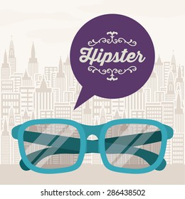 hipster design over landscape background, vector illustration