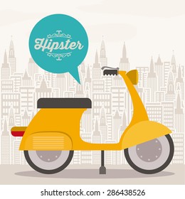 hipster design over landscape background, vector illustration
