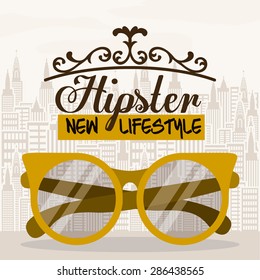 hipster design over landscape background, vector illustration