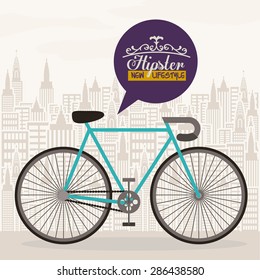 hipster design over landscape background, vector illustration