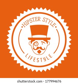 hipster design over orange background vector  illustration  