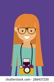 hipster design over purple background, vector illustration