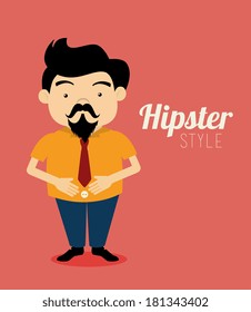 hipster design over red background vector  illustration  