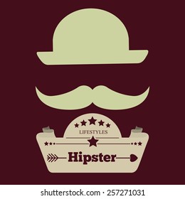 Hipster design over red  background, vector illustration.