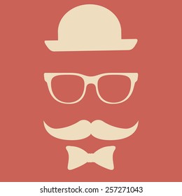 Hipster design over red  background, vector illustration.
