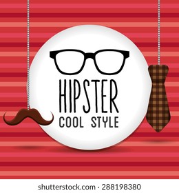 Hipster design over red background, vector illustration.