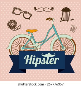 Hipster design over rose background, vector illustration