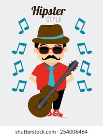 Hipster design over white background, vector illustration.