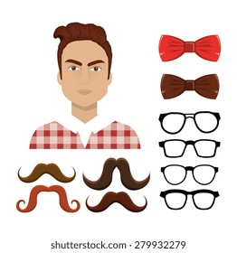 Hipster design over white background ,vector illustration.