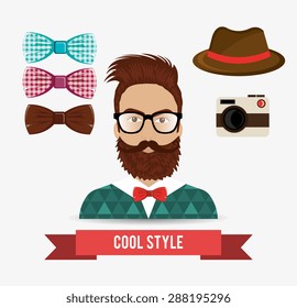 Hipster design over white background, vector illustration.