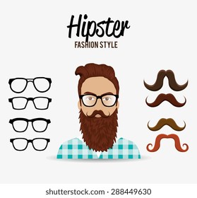 Hipster design over white background, vector illustration.