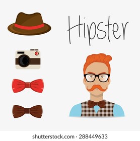 Hipster design over white background, vector illustration.