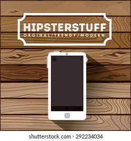 Hipster design over wood background, vector illustration